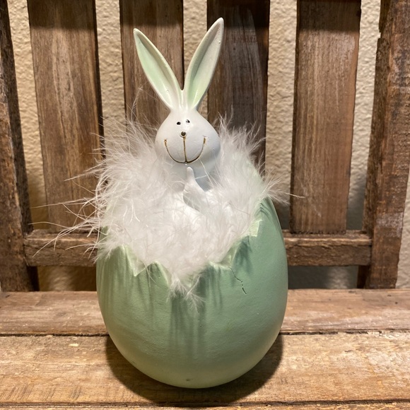 Easter Bunny Decor Set of 2, Bunnies Hatching In Easter Eggs Resin Decor - Picture 13 of 13